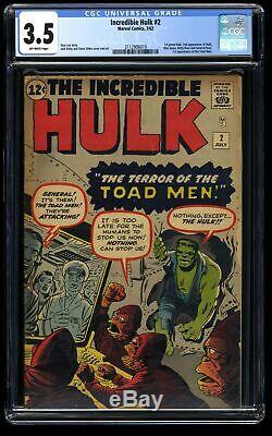 Incredible Hulk (1962) #2 CGC VG- 3.5 Off White 1st Green Hulk