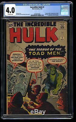 Incredible Hulk (1962) #2 CGC VG 4.0 Off White 1st Green Hulk