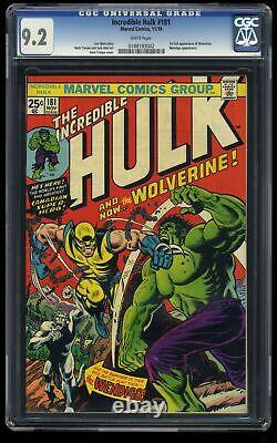 Incredible Hulk (1968) #181 CGC NM- 9.2 White Pages 1st Wolverine! Marvel Comics
