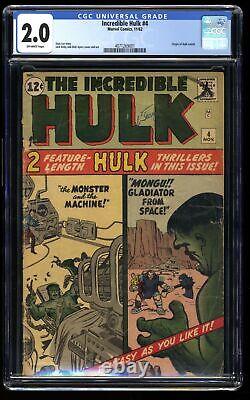 Incredible Hulk #4 CGC GD 2.0 Off White Origin Retold! Marvel 1962