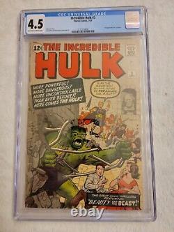 Incredible Hulk 5 CGC 4.5 Off White 1st Appearance Tyrannus! Marvel 1963