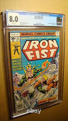 Iron Fist 14 Cgc 8.0 White Pages 1st Sabretooth Classic Marvel 1977 Js65