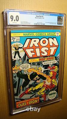 Iron Fist 1 Cgc 9.0 White Pages Vs Iron Man 1st Solo 1975 Classic Marvel Js65