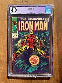 Iron Man (1968) #1 CGC VG 4.0 Off White Origin Retold! Marvel 1968 Restored