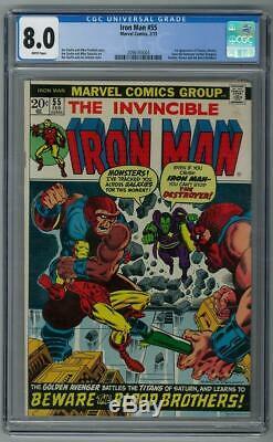 Iron Man #55 CGC 8.0 (W) 1st appearance of Thanos Drax Mentor White Pages