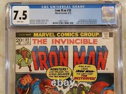 Iron Man 55 cgc 7.5 White Pages! 1st Appearance Thanos, Drax et al 2055773004