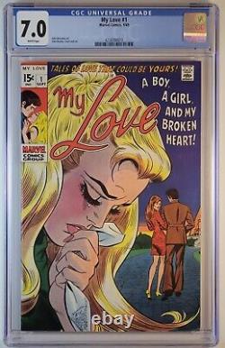 MY LOVE #1 CGC 8.0 ROMANCE Comic Book Marvel Comics 1969 WHITE PAGES