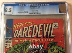 Marvel Comics Daredevil #28 CGC 8.5 White Pages Silver Age MCU Beautiful Cover