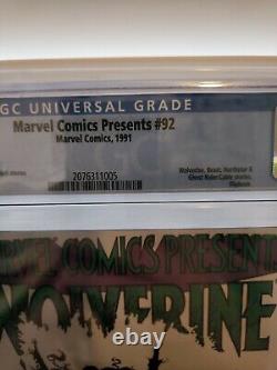 Marvel Comics Presents #92 CGC 9.8 White Pages Marvel 1991 Wolverine, Beast