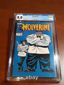 Marvel Comics Wolverine #8 6/1989 CGC 8.0 White Pages Hulk Appearance KEY