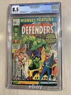 Marvel Feature 1 Cgc 8.5 Vf+ Ow-white Pages 1971 Ist Defenders & Origin New Case