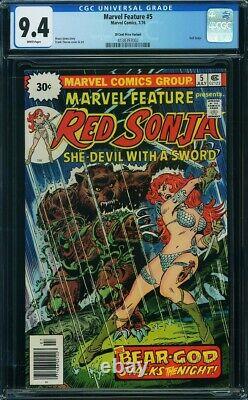 Marvel Feature #5 (30 Cent Price variant / CGC 9.4 White) Red Sonja 1976 RARE