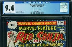 Marvel Feature #5 (30 Cent Price variant / CGC 9.4 White) Red Sonja 1976 RARE