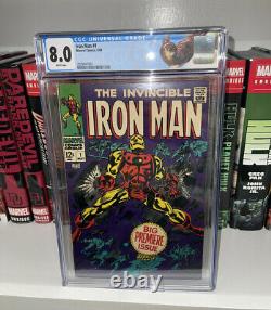 Marvel Iron Man #1 CGC 8.0 WHITE Pages May, 1968 Origin Retold MCU Custom Label