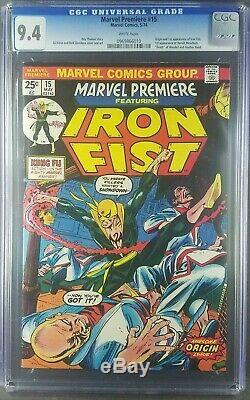 Marvel Premiere #15 1974 CGC 9.4 NM WHITE 1st Iron Fist Danny Rand 0969866010