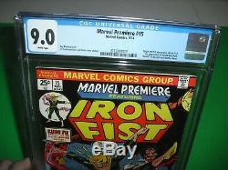 Marvel Premiere #15 CGC 9.0 with WHITE PAGES 1974! 1st app Iron Fist not CBCS
