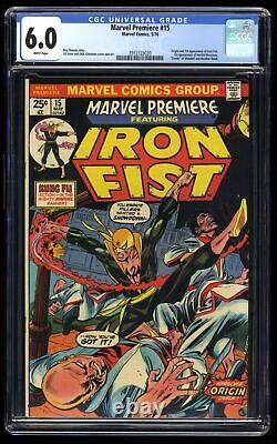 Marvel Premiere #15 CGC FN 6.0 White Pages 1st Appearance Iron Fist! Marvel 1974