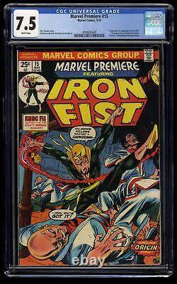 Marvel Premiere #15 CGC VF- 7.5 White Pages 1st Appearance Iron Fist! Marvel