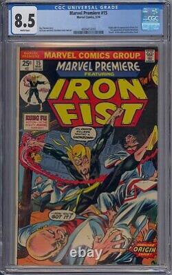 Marvel Premiere #15 Cgc 8.5 Origin 1st Iron Fist Harold Meachum White Pages