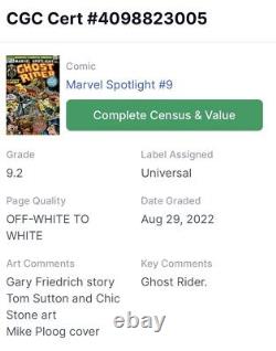 Marvel Spotlight 9 (Ghost Rider) CGC 9.2 off-white/white 1973 Ships to US only
