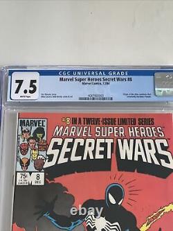 Marvel Super-Heroes Secret Wars #8 CGC VF- 7.5 White Pages 1st Black Costume