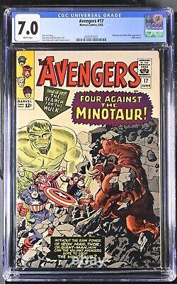 Marvel The Avengers #17 6/65 Cgc 7.0 F/vf White Hulk Cameo Minotaur Mole Man