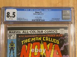 NOVA #1 CGC 8.5 (WHITE PAGES) Origin & 1st App of Nova 1976 Marvel UK Pence Rare