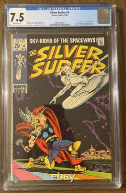 SILVER SURFER #4 CGC 7.5 White Pages CLASSIC COVER Thor Marvel Stan Lee 1969