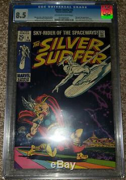 SILVER SURFER #4 CGC VF+ 8.5 Off-White to White Pages Thor Battle Cover