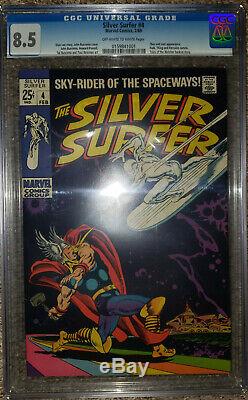 SILVER SURFER #4 CGC VF+ 8.5 Off-White to White Pages Thor Battle Cover