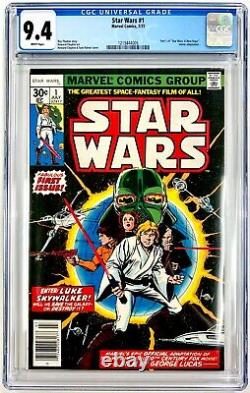 STAR WARS #1 CGC 9.4 NM White Pages 1st Skywalker Darth Vader Leia 1977 Marvel