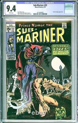 SUB-MARINER #22 (Marvel 1970) CGC 9.4/NM (White Pages), Dr. Strange Crossover