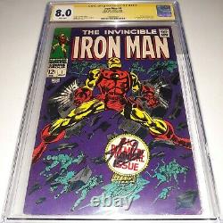 Signed IRON MAN #1 (1968) CGC SS 8.0 by STAN LEE White Pages