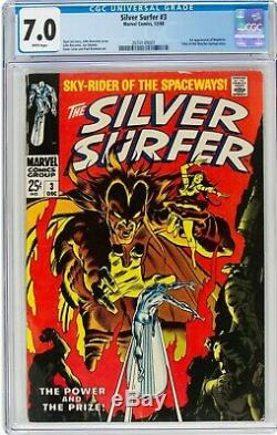 Silver Surfer 3 Cgc 7.0 1st App Of Mephisto White Pages! Worldwide Shipping