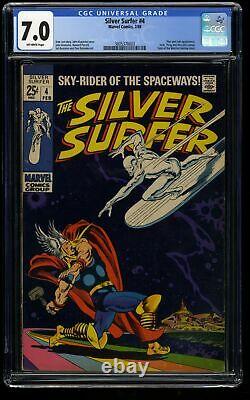 Silver Surfer #4 CGC FN/VF 7.0 Off White vs Thor! Marvel Comics