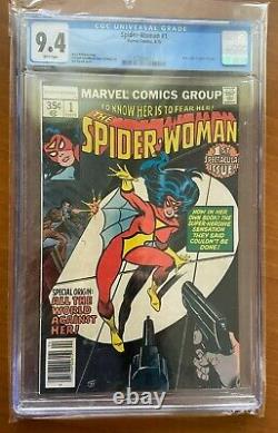 Spider-Woman #1 CGC 9.4 Comic White Pages Jessica Drew New Origin Marvel 1978