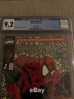 Spiderman #1 Platinum Edition CGC 9.2 White Pages Todd McFarlane Cover Rare HTF