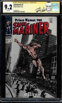 Sub-mariner #7 Cgc 9.2 White Ss Stan Lee Signed Awesome Cover #1508474025