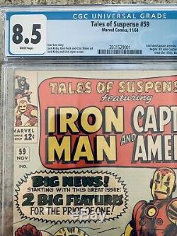 Tales Of Suspense #59 Captain America Iron Man Cgc 8.5 White Pages