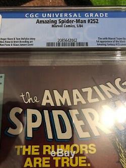 The Amazing Spider-Man #252 CGC 9.0 White Pages 1st App Black Suit Marvel Comics