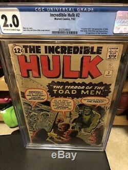The Incredible Hulk 2 CGC 2.0 OWithWhite Pages! First Green Hulk