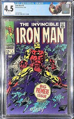 The Invincible Iron Man #1 Marvel Comics 1968 Custom Label CGC 4.5 White Pages