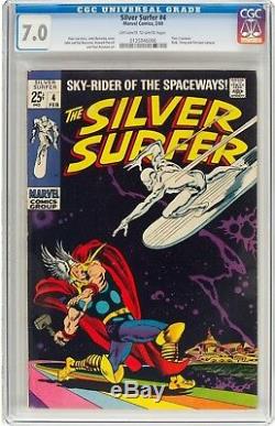 The Silver Surfer #4 (Marvel, 1969) CGC FN/VF 7.0 Off-white to white pages. Thor