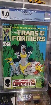 Transformers #8 Cgc 9.0 1st Dinobots White Pages Marvel Comics 1985