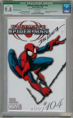 Ultimate Spider-man #104 White Variant Cgc Signed John Romita Sr Marvel Comics