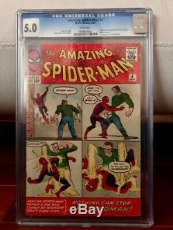WHITE PAGES The Amazing Spiderman #4 CGC 5.0 1ST APP SANDMAN & BETTY BRANT! 1963