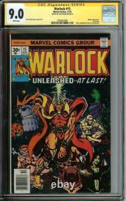 Warlock #15 Cgc 9.0 White Pages // Signed By Jim Starlin Marvel 1976