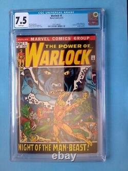 Warlock #1 CGC 7.5 White Pages. Origin of Him / Adam Warlock. Marvel 1972