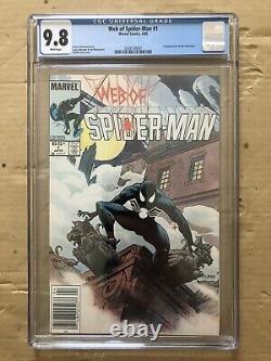 Web Of SPIDER MAN 1 Early Black Costume 9.8 CGC NEWSSTAND-RARE! White Pages