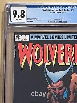 Wolverine Limited Series #3 Cgc 9.8 (1982) White Pages Key Frank Miller Marvel